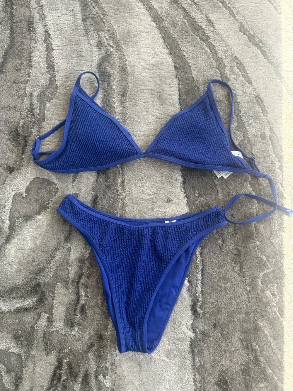 Abercrombie & Fitch Textured Triangle Bikini in Royal Blue